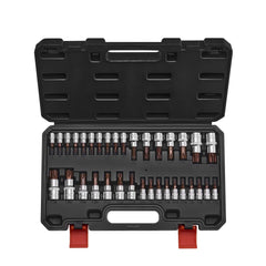 VEVOR Torx Bit Socket Set, 34-Piece Solid Star and Tamper Proof T6-T70, S2 Alloy Steel and Cr-V Steel, 1/4 in, 3/8 in