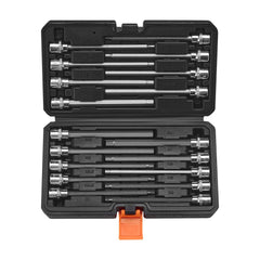 VEVOR Extra Long Allen Hex Bit Socket Set, 18-Piece 3/8 inch Drive, S2 Alloy Steel and Cr-V Steel, Standard SAE and