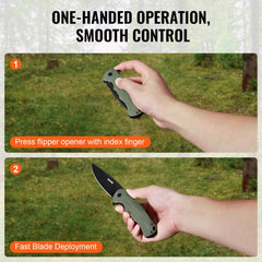 VEVOR Folding Pocket Knife, 3.5 in/8.8 cm D2 Steel Blade, G10 Handle Small EDC Knife with Pocket Clip, Sharp Camping
