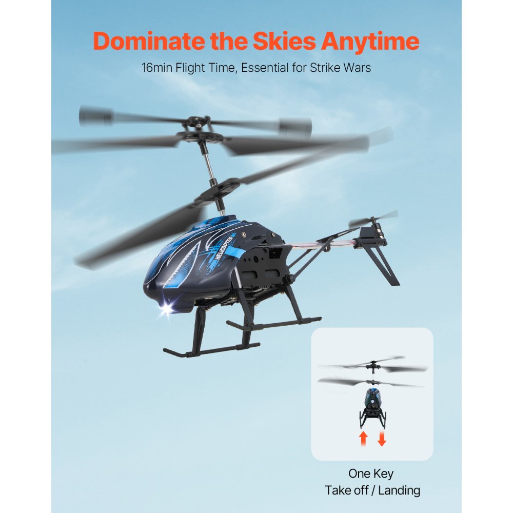 VEVOR RC Helicopter, 2.4GHz Flying Remote Control Helicopter, 3.5 Channel RC Airplane for Kid, 16 Mins Flight Time