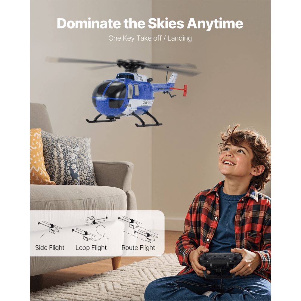 VEVOR RC Helicopter, 2.4GHz 4-Propeller Remote Control Helicopter with 6-Axis Gyro, 4-Channel RC Airplane for Beginner