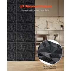 VEVOR 3D Wall Panels, 33-Pack 11.81 x 11.81 in PVC Modern Art Minimalist Diamond Tiles, 32 Sq.Ft Coverage Accent Wall