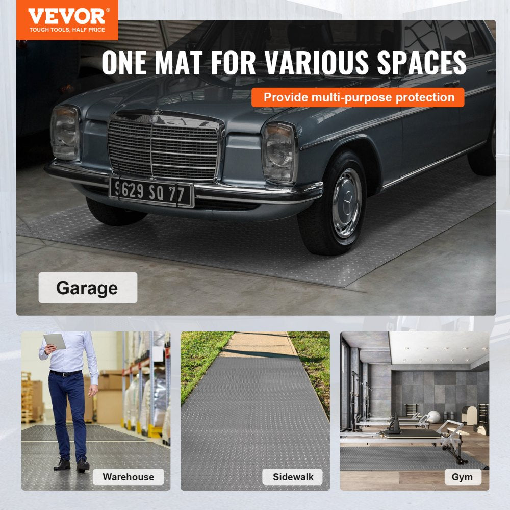 VEVOR Garage Floor Mat, 228.35 x 59.05 inch PVC Garage Flooring Roll, Non-slip Diamond Texture, 93.65 sq.ft Covering