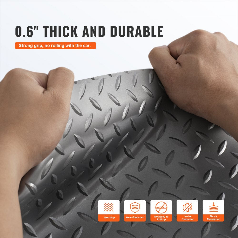 VEVOR Garage Floor Mat, 228.35 x 59.05 inch PVC Garage Flooring Roll, Non-slip Diamond Texture, 93.65 sq.ft Covering