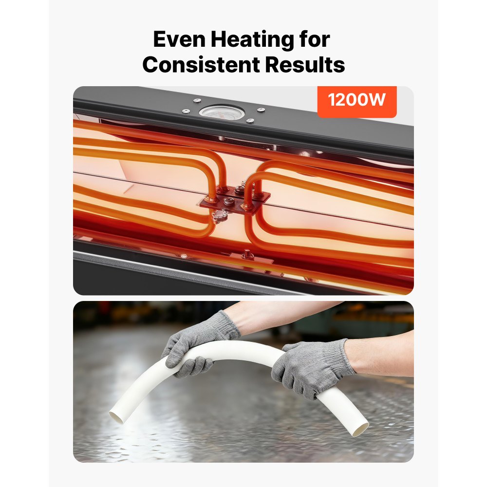 VEVOR Electric PVC Conduit Heater, 1/2" to 2", 1200W Rapid and Even Heating, PVC Bender Heater Pipe Bending Tool with