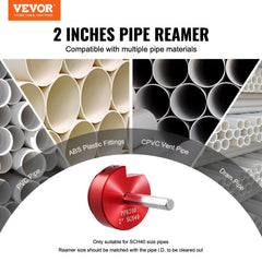 VEVOR 2 In PVC Pipe Reamer, Aluminum Alloy, PVC Pipe Fitting Saver, for Use with SCH 40 ABS, PVC, CPVC Pipes, Clean
