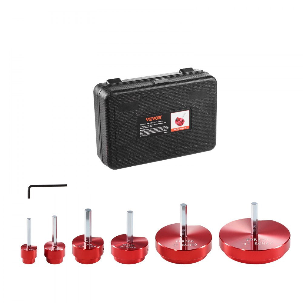 VEVOR 6Pcs PVC Pipe Reamer Kit, Plastic Pipe Fitting Socket Saver Kit, Includes 3/4", 1", 1-1/2", 2", 3", 4'', for PVC