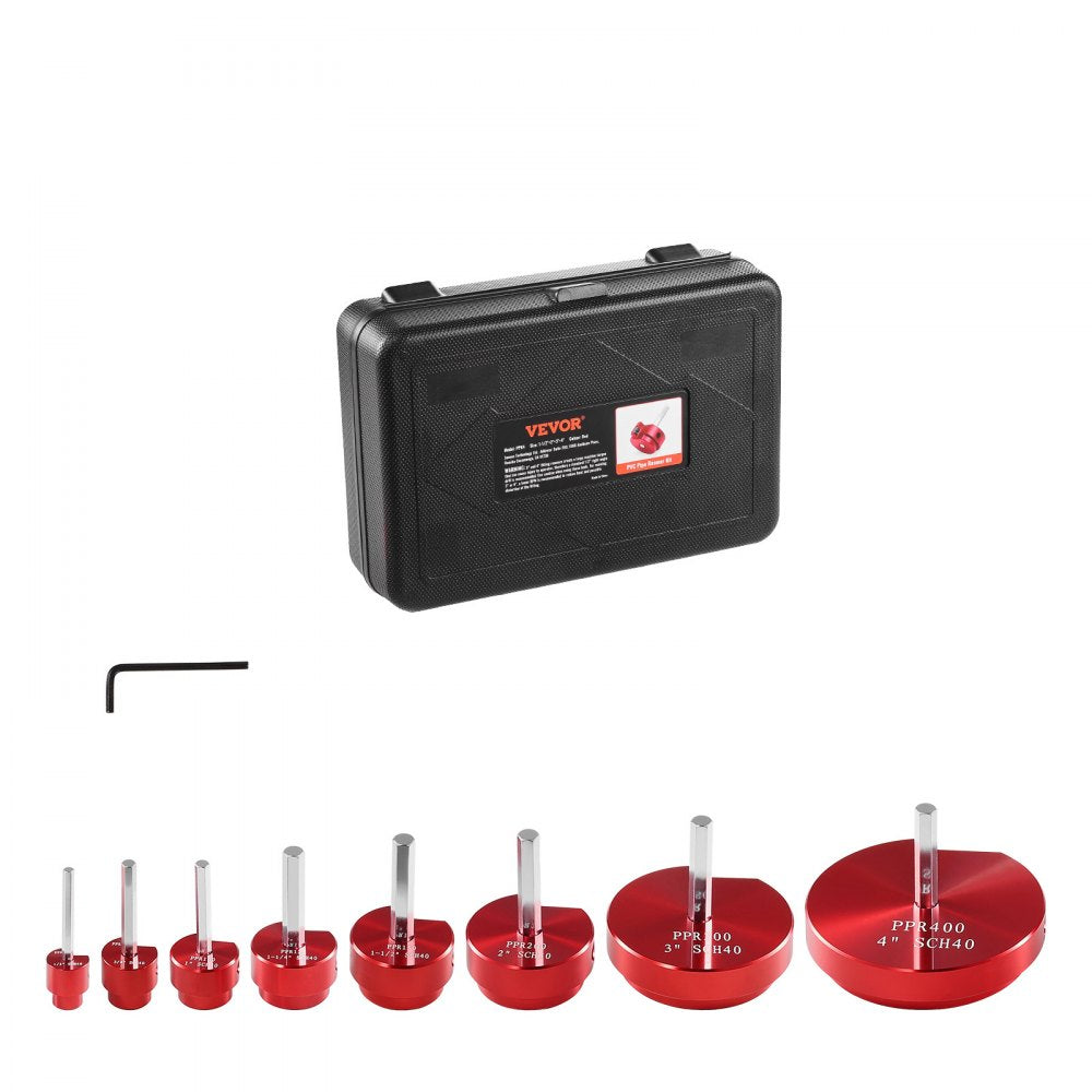 VEVOR 8Pcs PVC Pipe Reamer Kit, 8-Piece, Plastic Pipe Fitting Socket Saver Kit, Includes 1/2'', 3/4", 1", 1-1/4''