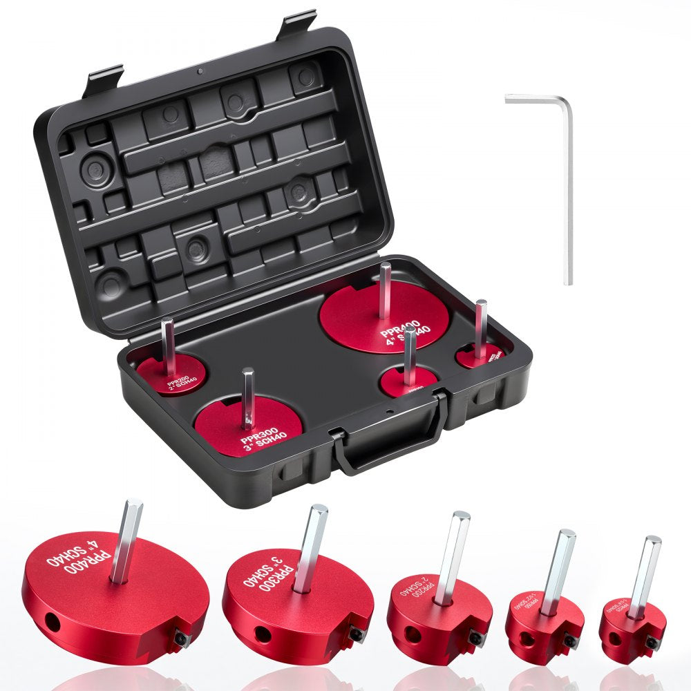 VEVOR PVC Pipe Reamer Kit, 5-Piece, PVC Fitting Socket Saver, Includes 1-1/4", 1-1/2", 2", 3", 4", Compatible with