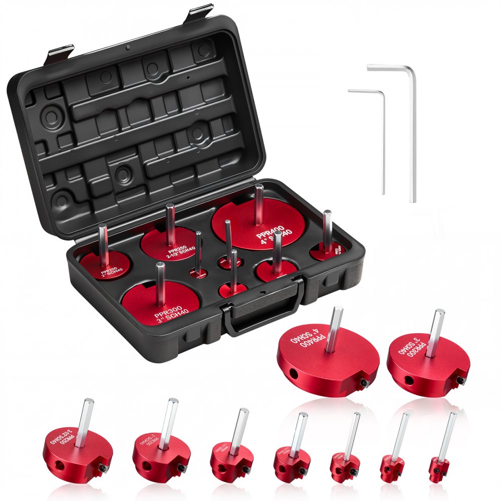 VEVOR PVC Pipe Reamer Kit, 9-Piece, PVC Fitting Socket Saver, Includes 1/2", 3/4", 1", 1-1/4", 1-1/2", 2", 2-1/2", 3"