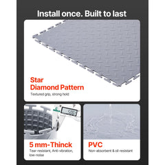 VEVOR Garage Floor Tiles Interlocking, 16 Pack 20.2 x 20.2 x 0.2 in Interlocking Modular Garage Flooring Tiles, Diamond