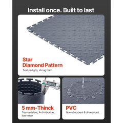 VEVOR Garage Floor Tiles Interlocking, 16 Pack 20.2 x 20.2 x 0.2 in Interlocking Modular Garage Flooring Tiles, Diamond