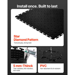 VEVOR Garage Floor Tiles Interlocking, 8 Pack 20.2 x 20.2 x 0.2 in Interlocking Modular Garage Flooring Tiles, Diamond