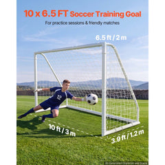 VEVOR Soccer Goal 10 x 6.5 FT PVC Soccer Goal for Backyard with PE Net, Portable & Weatherproof Set, with High-Strength