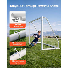 VEVOR Soccer Goal 10 x 6.5 FT PVC Soccer Goal for Backyard with PE Net, Portable & Weatherproof Set, with High-Strength