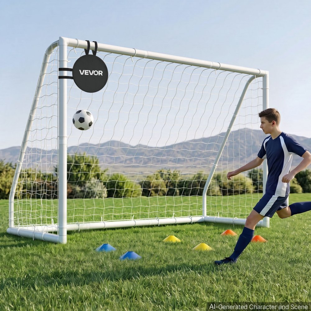 VEVOR Soccer Goal 10 x 6.5 FT PVC Soccer Goal for Backyard with PE Net, Portable & Weatherproof Set, with High-Strength