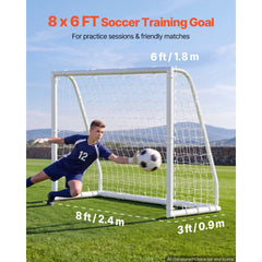 VEVOR Soccer Goal 8 x 6 FT PVC Soccer Goal for Backyard with PE Net, Portable Weatherproof Set, with High-Strength PE