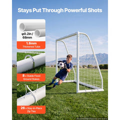 VEVOR Soccer Goal 8 x 6 FT PVC Soccer Goal for Backyard with PE Net, Portable Weatherproof Set, with High-Strength PE