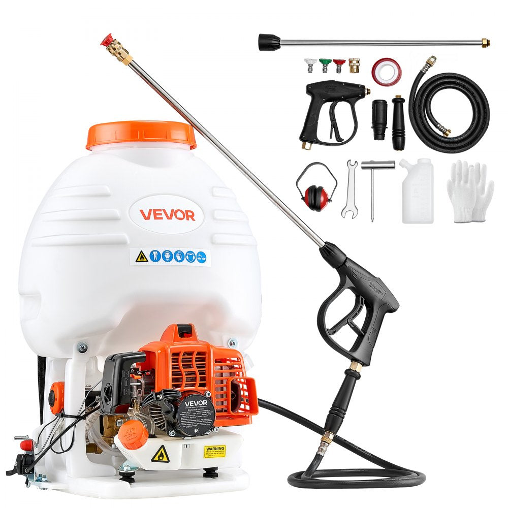 VEVOR Gas Powered Backpack Sprayer, 26.5CC 0.9HP Engine, Garden Sprayer with 5 Gallon Tank, Large Area Coverage, Lawn