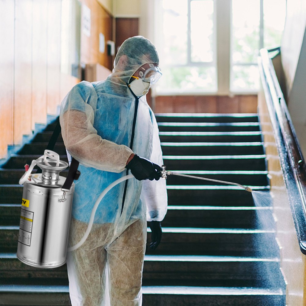 VEVOR 1.5Gal Stainless Steel Sprayer, Set with 16" Wand& Handle& 3.3FT Reinforced Hose, Hand Pump Sprayer with Pressure