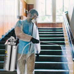 VEVOR 2Gal Stainless Steel Sprayer, Set with 20" Wand& Handle& 3FT Reinforced Hose, Hand Pump Sprayer with Pressure