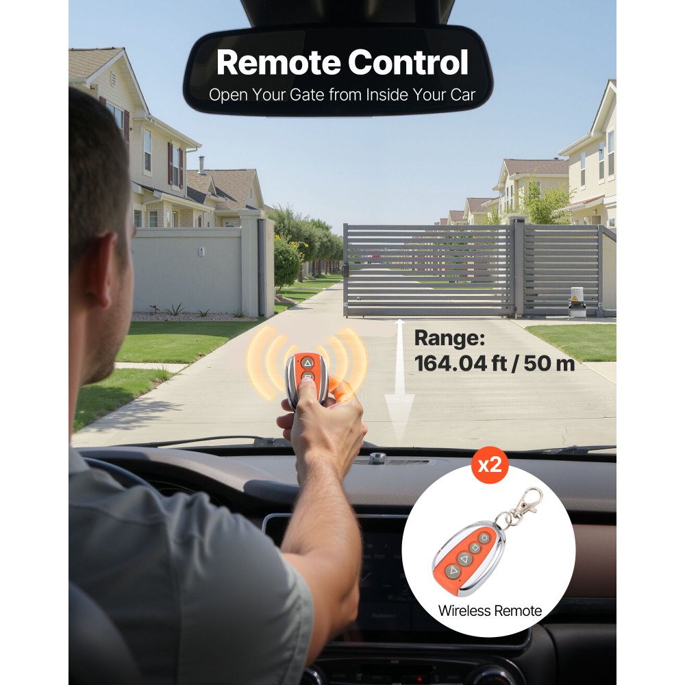 VEVOR Automatic Sliding Gate Opener 1400LBS with 2 Remote Controls, Gate Operator Hardware Kit for Security, Move Speed
