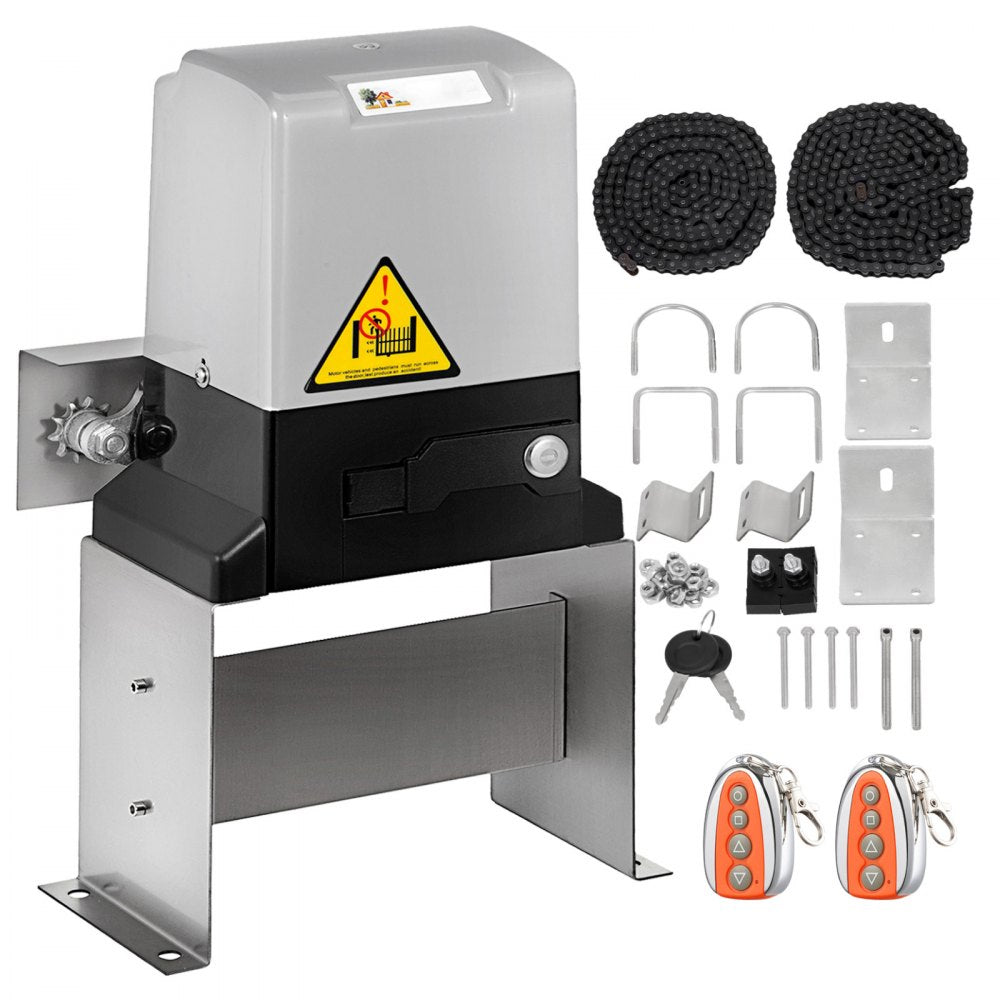 VEVOR Automatic Sliding Gate Opener 1400LBS with 2 Remote Controls, Gate Operator Hardware Kit for Security, Move Speed