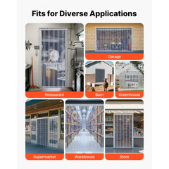 VEVOR Clear PVC Strip Curtain, 84 in Height x 72 in Width x 0.08 in Thickness, 12 PCS Walk in Freezer Cooler Curtain