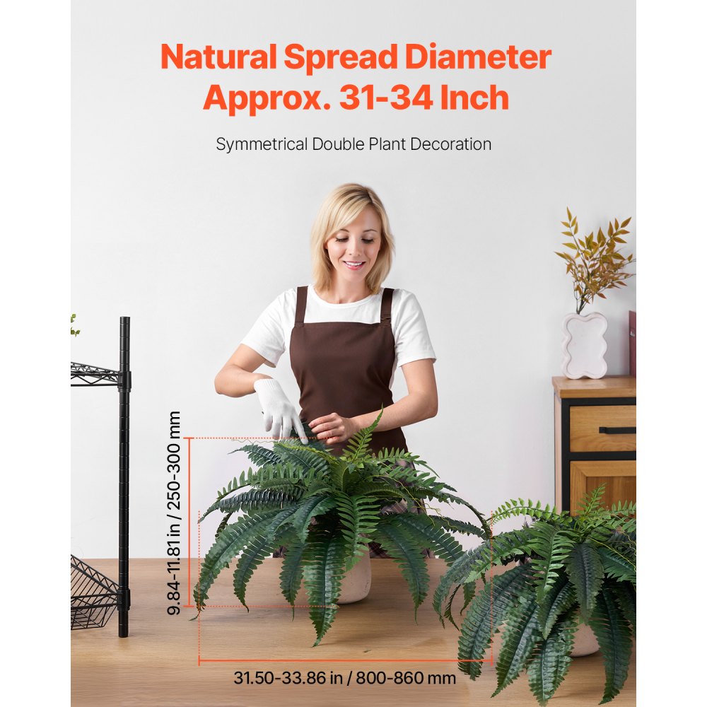 VEVOR Artificial Ferns 2 Pcs, Natural Spread Diameter 31-34 Inch, Large Hanging Artificial Boston Ferns, Fake Plant