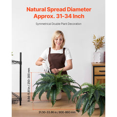VEVOR Artificial Ferns 2 Pcs, Natural Spread Diameter 31-34 Inch, Large Hanging Artificial Boston Ferns, Fake Plant