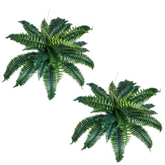 VEVOR Artificial Ferns 2 Pcs, Natural Spread Diameter 31-34 Inch, Large Hanging Artificial Boston Ferns, Fake Plant