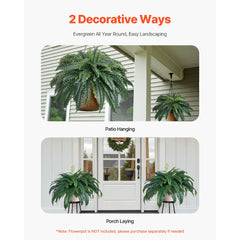 VEVOR Artificial Ferns, Natural Spread Diameter 43-47 Inch, Large Hanging Artificial Boston Ferns, Fake Plant Wall