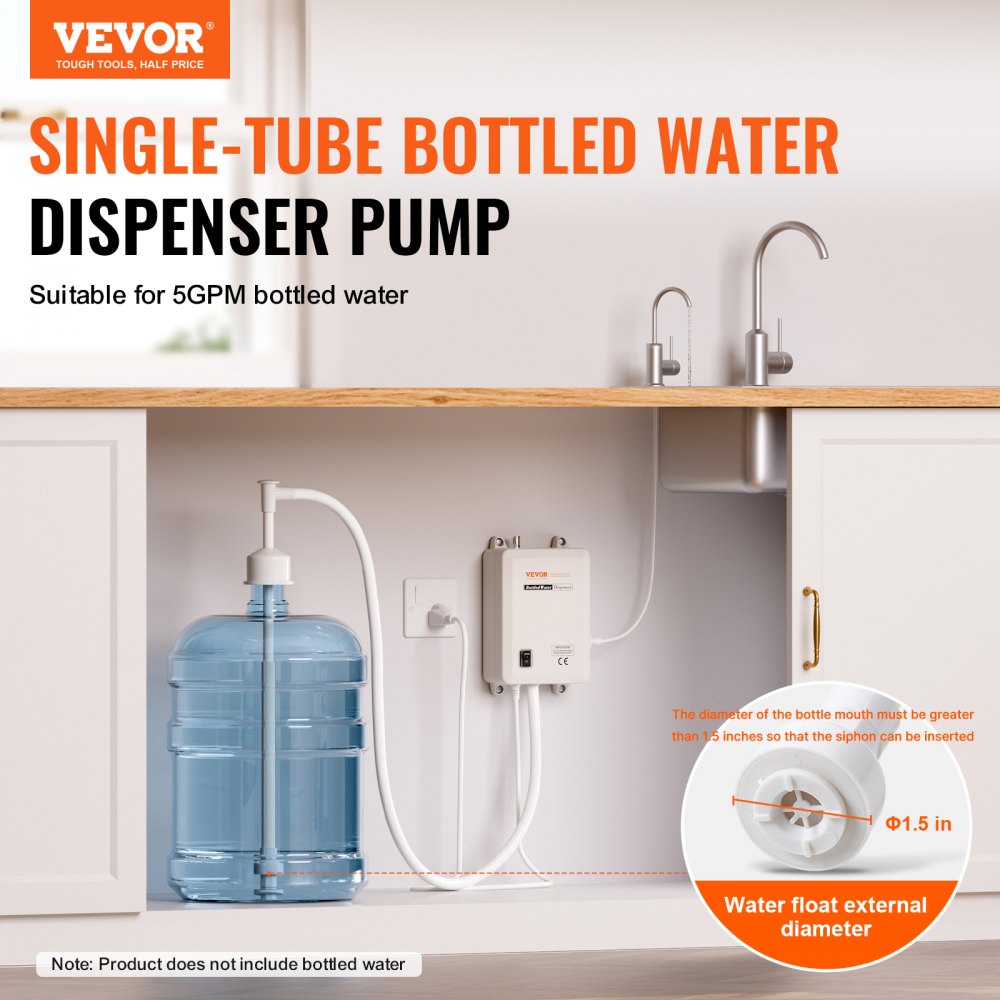 VEVOR Bottled Water Dispenser Pump System, 5 Gallon Dispensing System, Automatic Electric Water Dispenser, Single Inlet