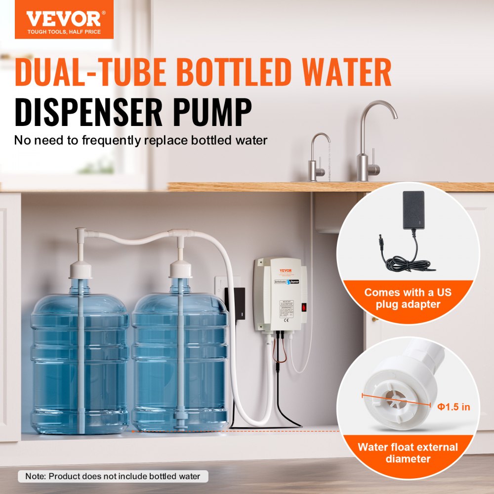 VEVOR Bottled Water Dispenser Pump System, 2x5 Gallon Dispensing System, Automatic Electric Water Dispenser