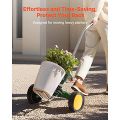 VEVOR Garden Pot Mover, Heavy Duty Plant Dolly Cart with Adjustable Grabbing Arm, Max 143 LBS Weight Capacity, Potted