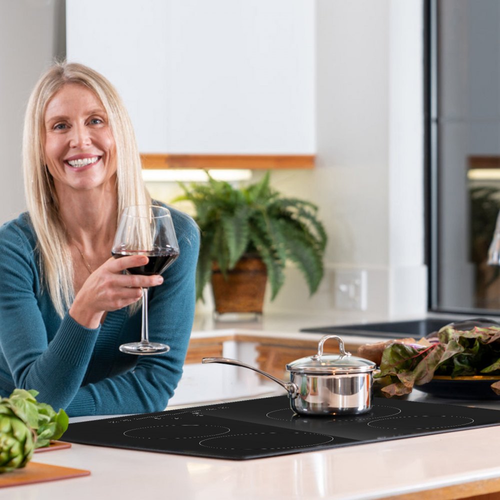 VEVOR Built in Electric Stove Top, 23.2 x 20.5 inch 4 Burners, 240V Glass Radiant Cooktop with Sensor Touch Control