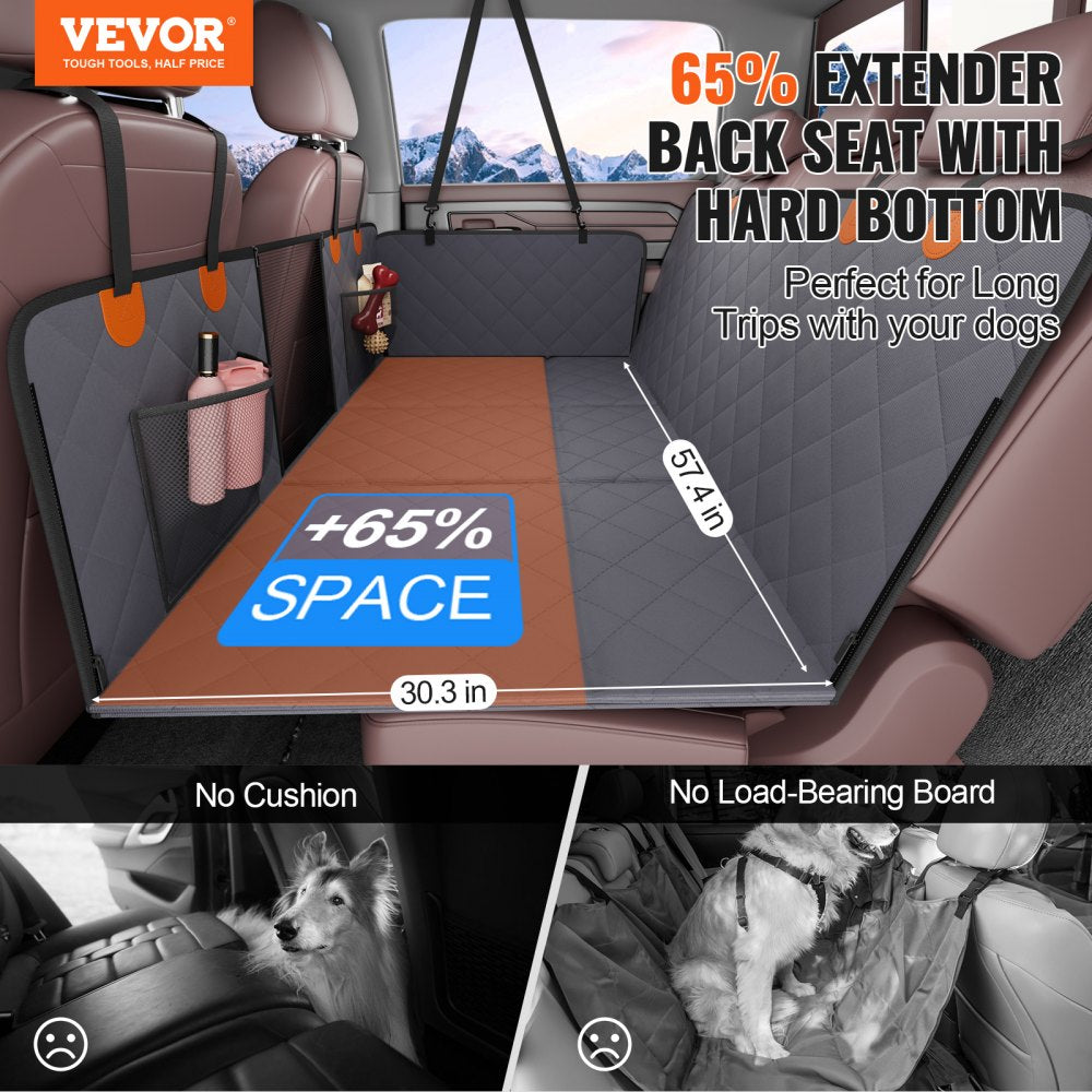 VEVOR Back Seat Extender, Dog Car Seat Cover for Back Seat Bed with Mesh Window and Storage Pocket, Supports 400lbs Dog