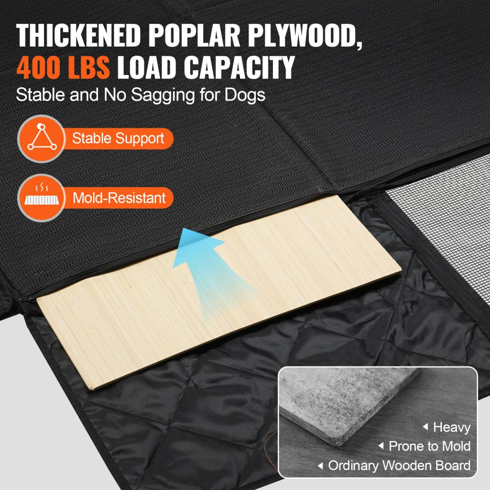 VEVOR Back Seat Extender, Dog Car Seat Cover for Back Seat Bed with Mesh Window and Storage Pocket, Supports 400lbs Dog