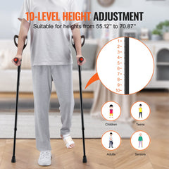 VEVOR Forearm Crutches for Adults, Folding Walking Forearm Crutches with 10-Level Adjustable Height, Lightweight