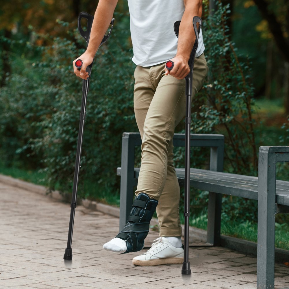 VEVOR Forearm Crutches for Adults, Folding Walking Forearm Crutches with 10-Level Adjustable Height, Lightweight