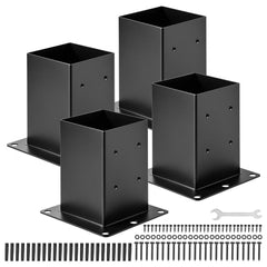 VEVOR 6x6 Post Base 4 Pcs, Inner Size 5.6x5.6 inch / 142x142 mm Post Brackets, Heavy Duty Carbon Steel Decking Posts