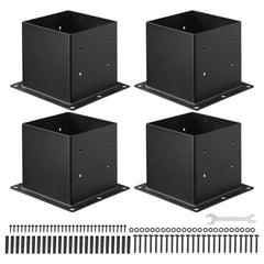 VEVOR 4x4 Post Base 4 Pcs, Inner Size 3.6x3.6 inch / 92x92 mm Post Brackets, Heavy Duty Carbon Steel Decking Posts