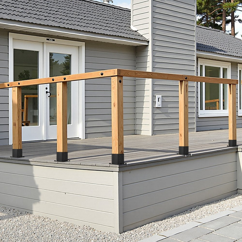 VEVOR 4x4 Post Base 8 Pcs, Inner Size 3.6x3.6 inch / 92x92 mm Post Brackets, Heavy Duty Carbon Steel Decking Posts