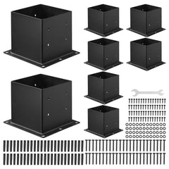 VEVOR 4x4 Post Base 8 Pcs, Inner Size 3.6x3.6 inch / 92x92 mm Post Brackets, Heavy Duty Carbon Steel Decking Posts