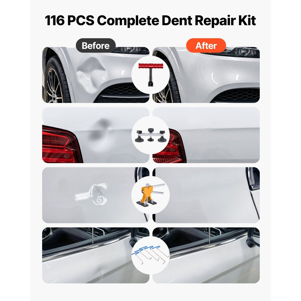 VEVOR Paintless Dent Removal Rods, 89 PCS Paintless Dent Repair Tools, Golden Lifter Puller Car Dent Repair Kit, Glue
