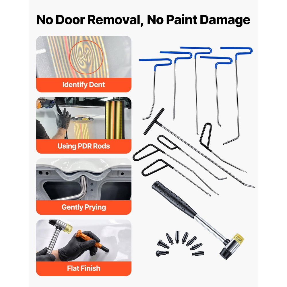 VEVOR Paintless Dent Removal Rods, 89 PCS Paintless Dent Repair Tools, Golden Lifter Puller Car Dent Repair Kit, Glue