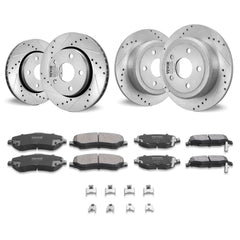 VEVOR Front and Rear Brake Kit Compatible with 2007-2017 Jeep Wrangler, Drilled and Slotted Brake Rotors Ceramic Brake