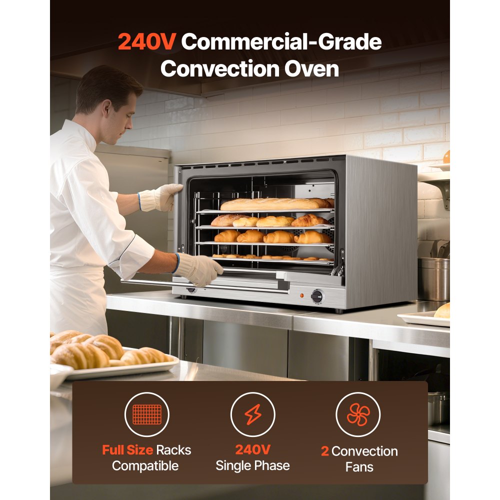 VEVOR Commercial Convection Oven, 4.24 cu.ft Countertop Oven for Full-Size Pans, Electric Convection Ovens with 4