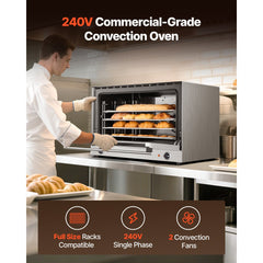 VEVOR Commercial Convection Oven, 4.24 cu.ft Countertop Oven for Full-Size Pans, Electric Convection Ovens with 4