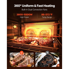 VEVOR Commercial Convection Oven, 4.24 cu.ft Countertop Oven for Full-Size Pans, Electric Convection Ovens with 4